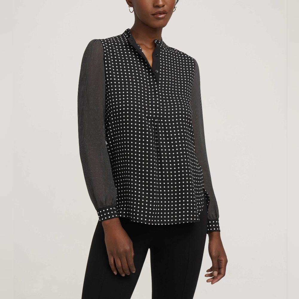 Anne Klein Long Sheer Sleeve Poet Blouse